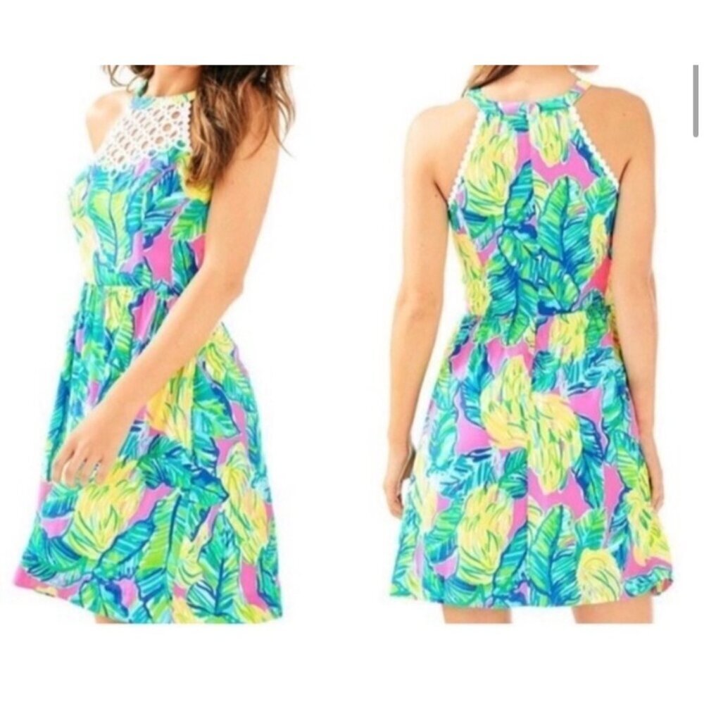 Lilly Pulitzer Kinley Dress Holy Grail Print Pink Sunset Ladies Size 2 Sun Dress